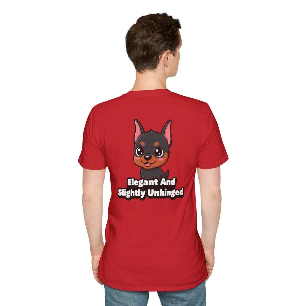 Cute Doberman Shirt Elegant And Slightly Unhinged Funny Dog Lover Unisex Softstyle Tee Gift