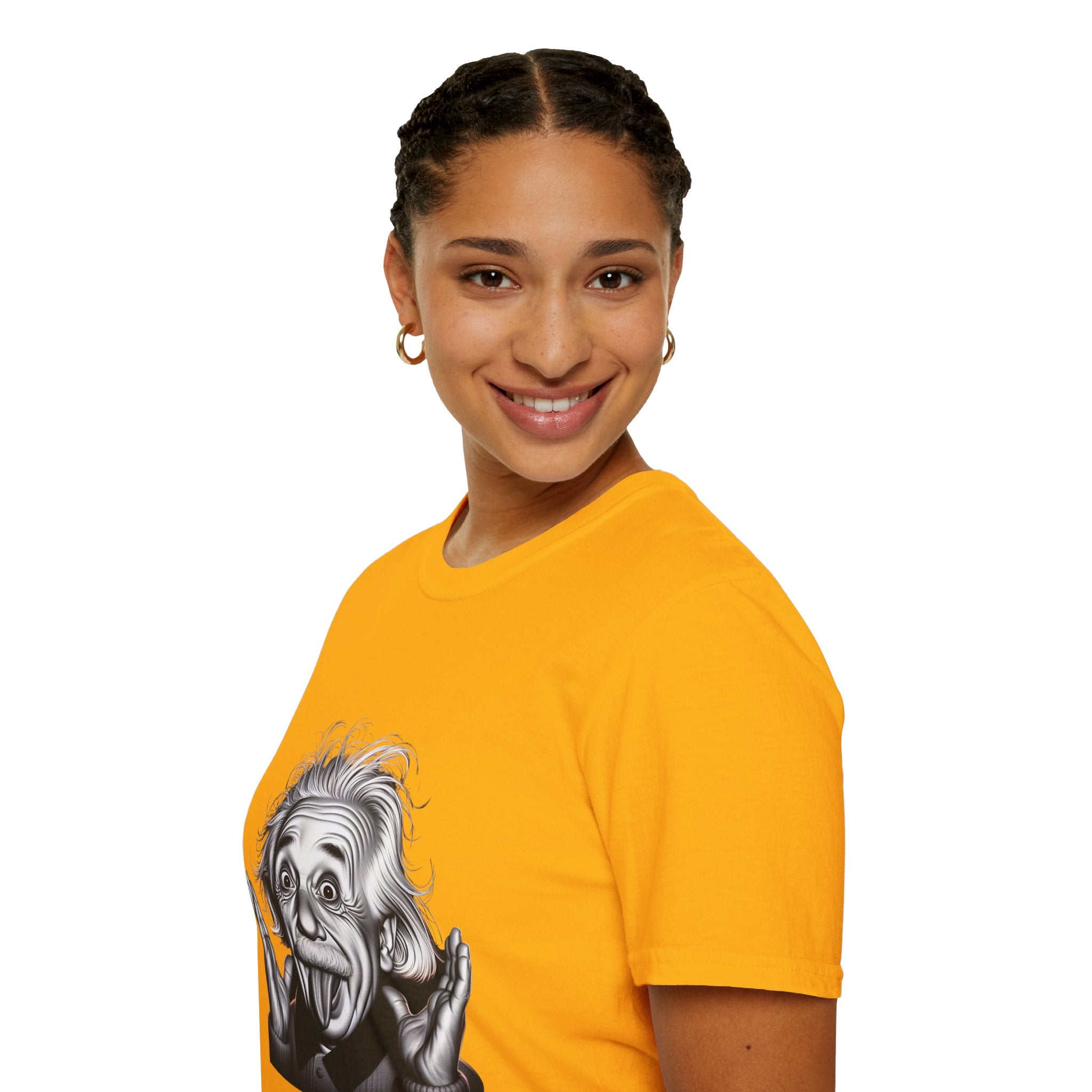 Funny Albert Einstein Print T-Shirt Unisex Softstyle T-Shirt Cotton Unique Gift