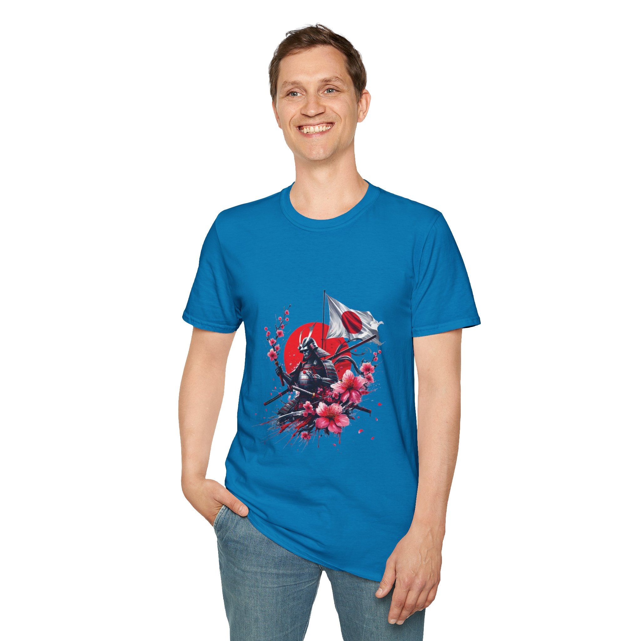 Japan Unisex Softstyle T-Shirt Japanese Art Sakura Samurai Cotton Gift Unique
