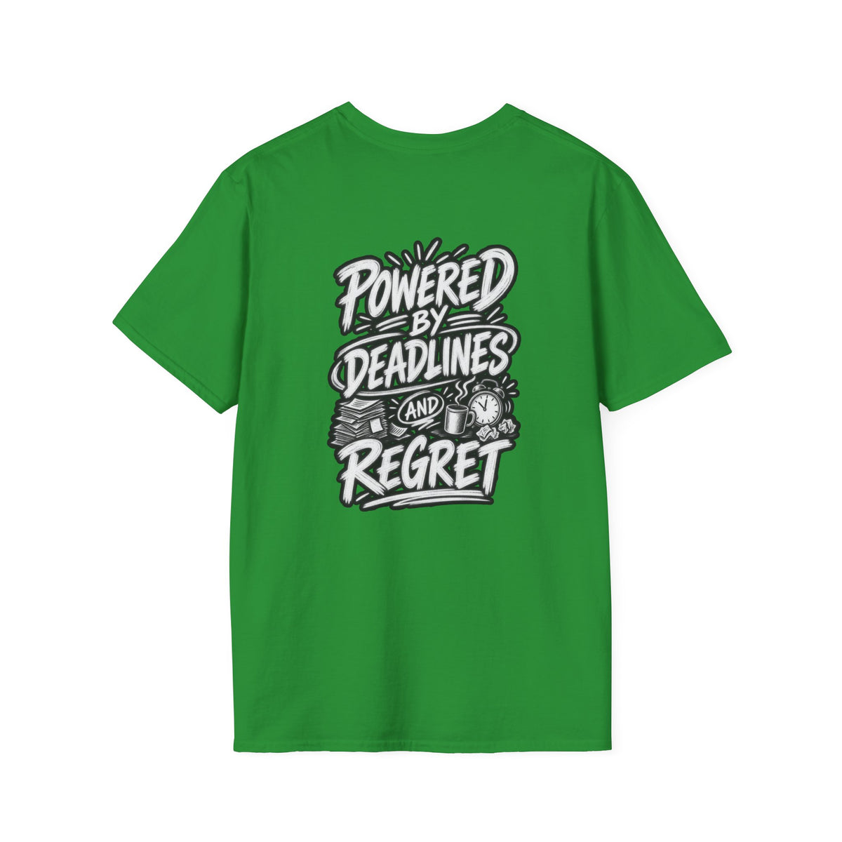 Funny Dark Humor Shirt Powered by Deadlines and Regret Funny Office Tee Unique Coworker Gift
