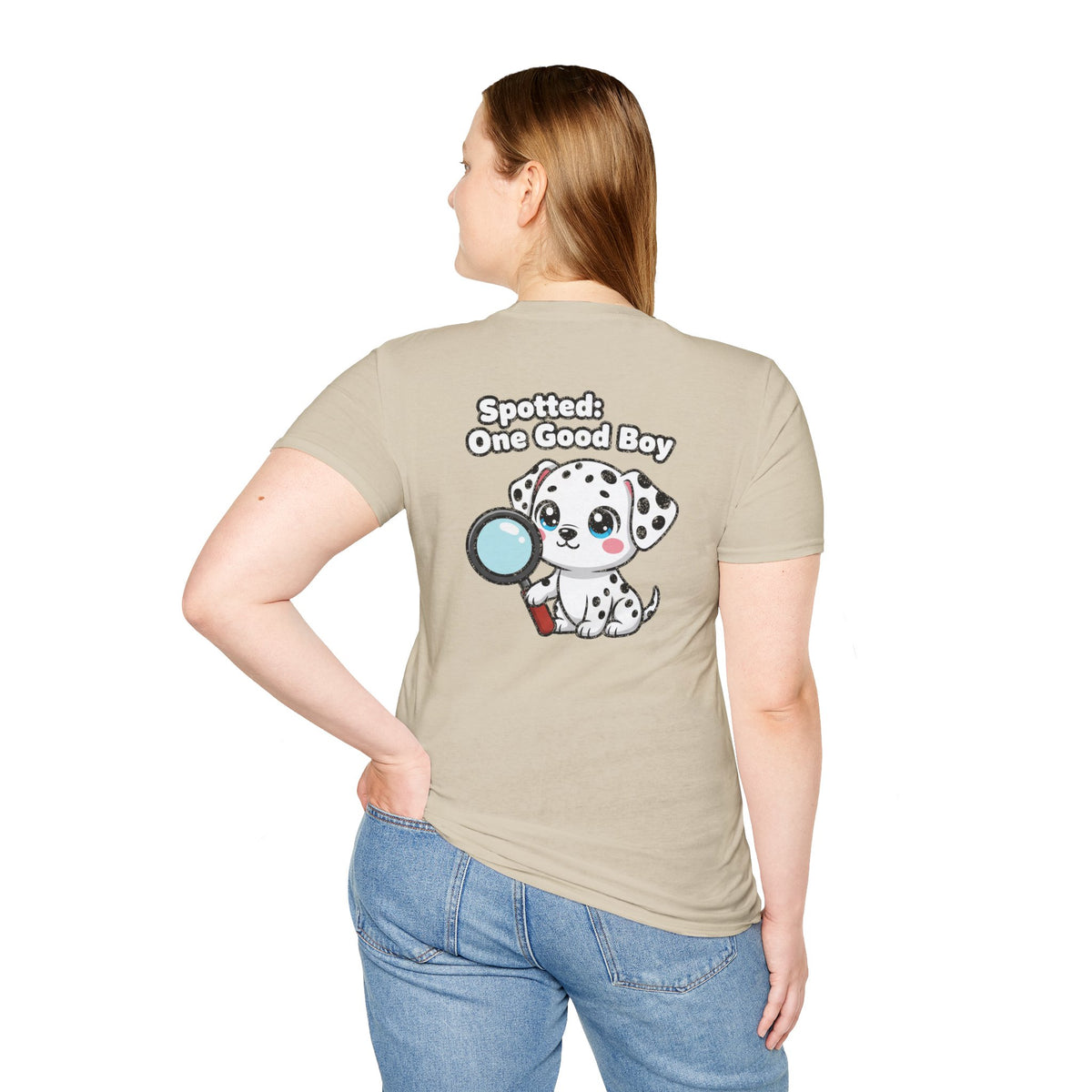Cute Dalmatian Shirt Spotted: One Good Boy Funny Dog Lover Unisex Softstyle Tee Gift