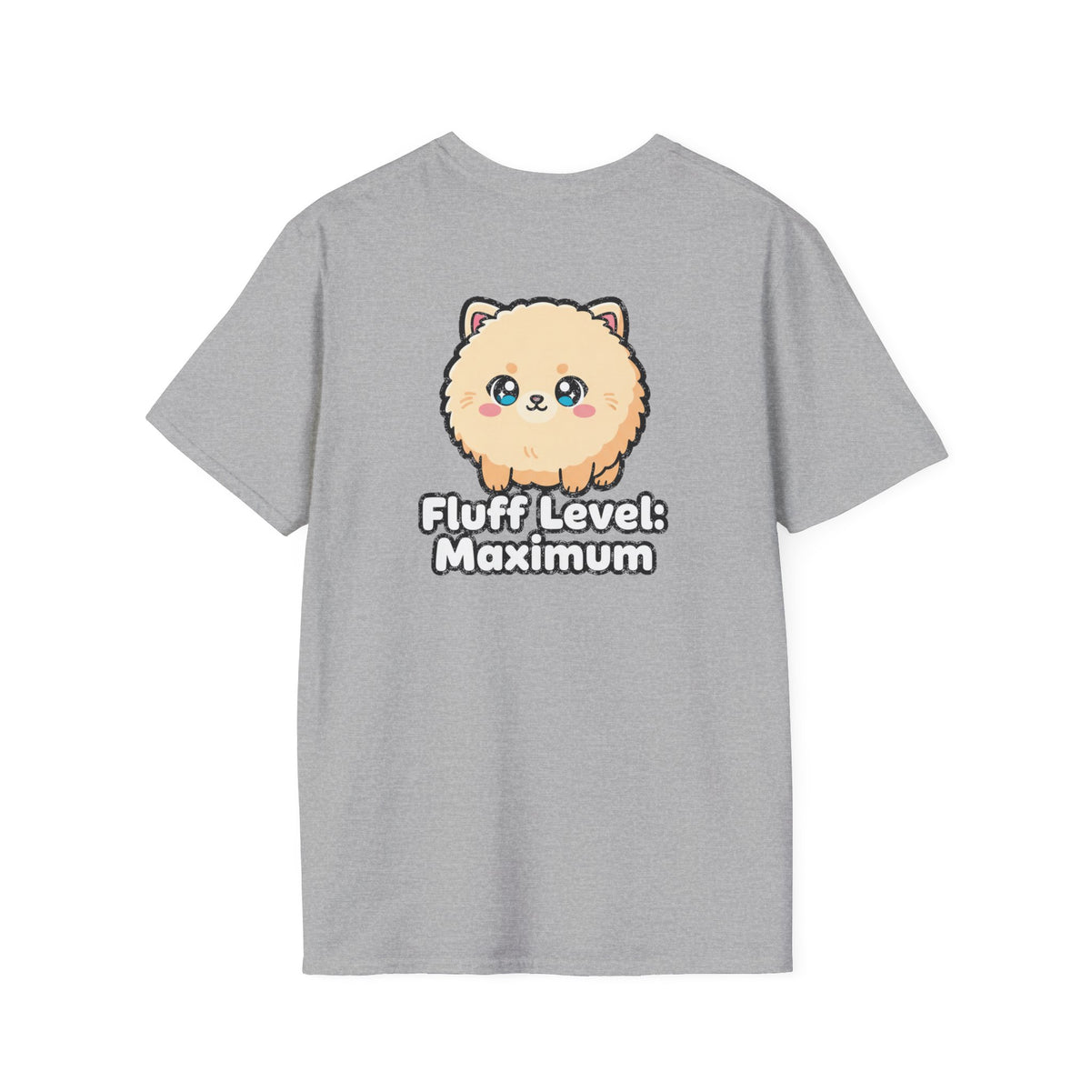Cute Dog Pomeranian Shirt Fluff Level: Maximum Funny Dog Lover Unisex Softstyle Tee Gift