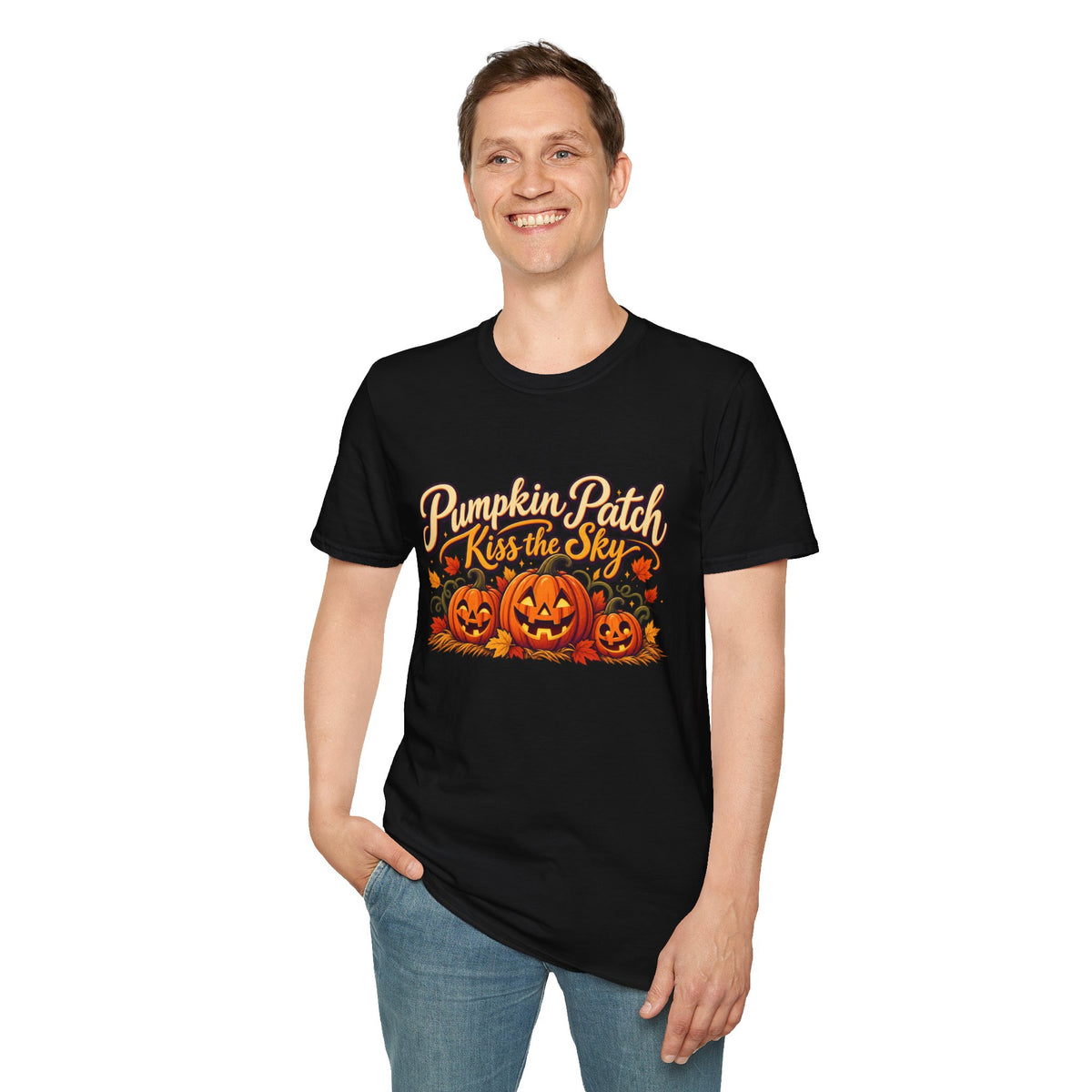 Pumpkin Patch Kiss the Sky Shirt | Cute Fall Jack-O'-Lantern Graphic Tee | Womens Halloween T-Shirt