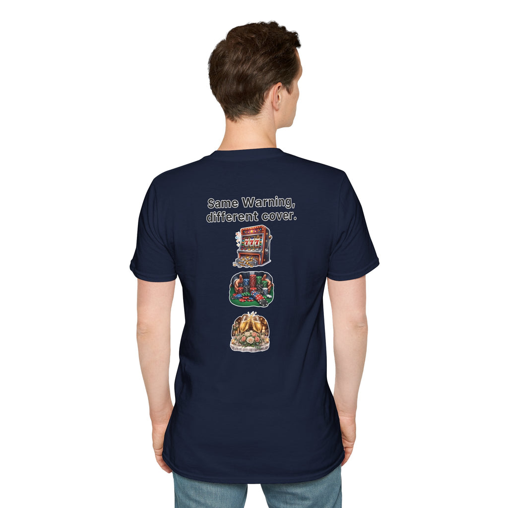 Funny Marriage T-Shirt Same Warning Different Cover Casino Gambling Wedding Humor Shirt Groom Bachelor Party Tee