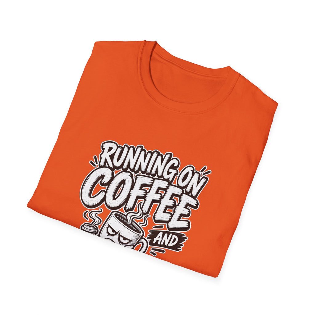 Funny Dark Humor Tshirt — Funny Office Tshirt Dark Humor Graphic Tee Unique Coworker Gift  RUNNING ON COFFEE AND PASSIVE AGGRESSION Shirt