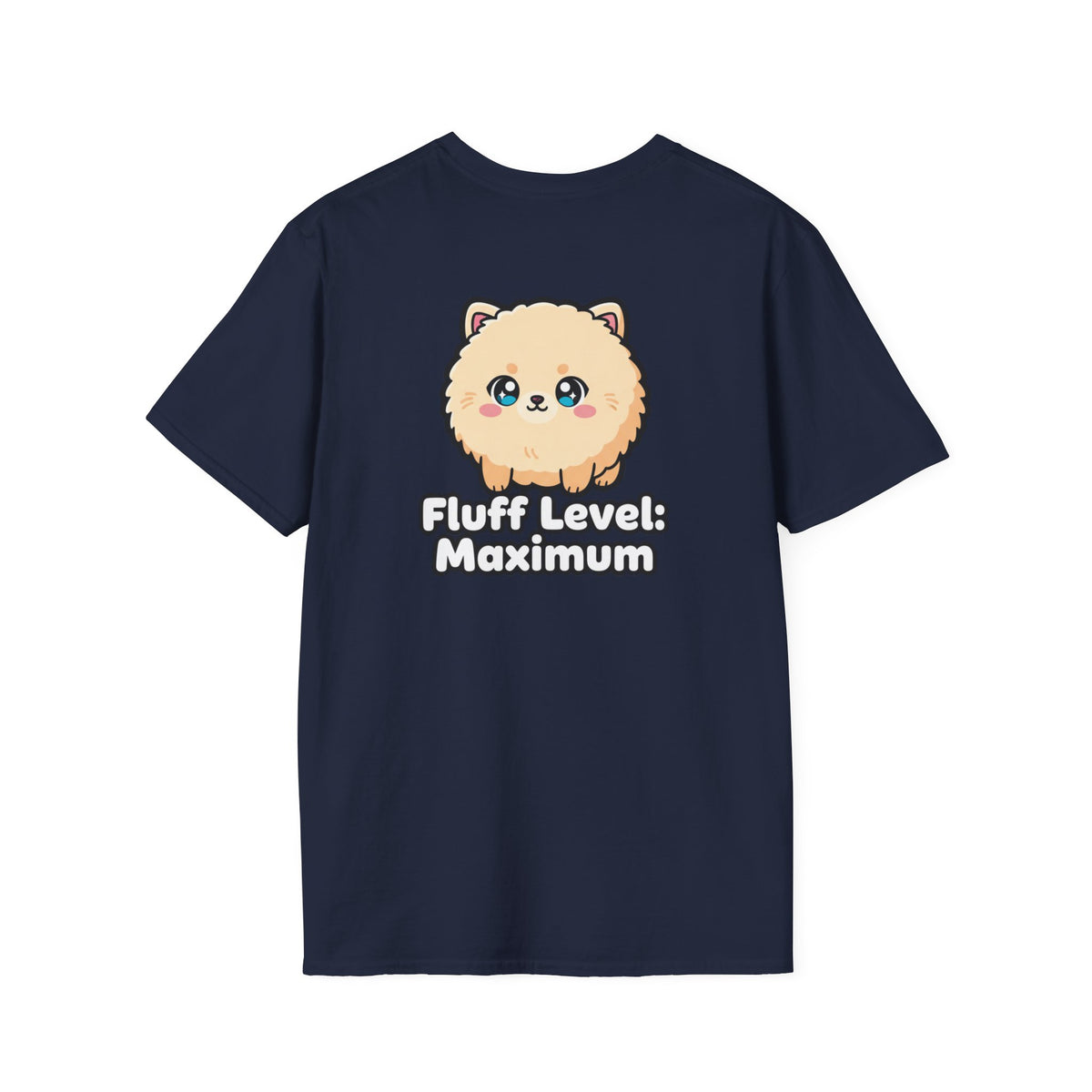 Cute Dog Pomeranian Shirt Fluff Level: Maximum Funny Dog Lover Unisex Softstyle Tee Gift