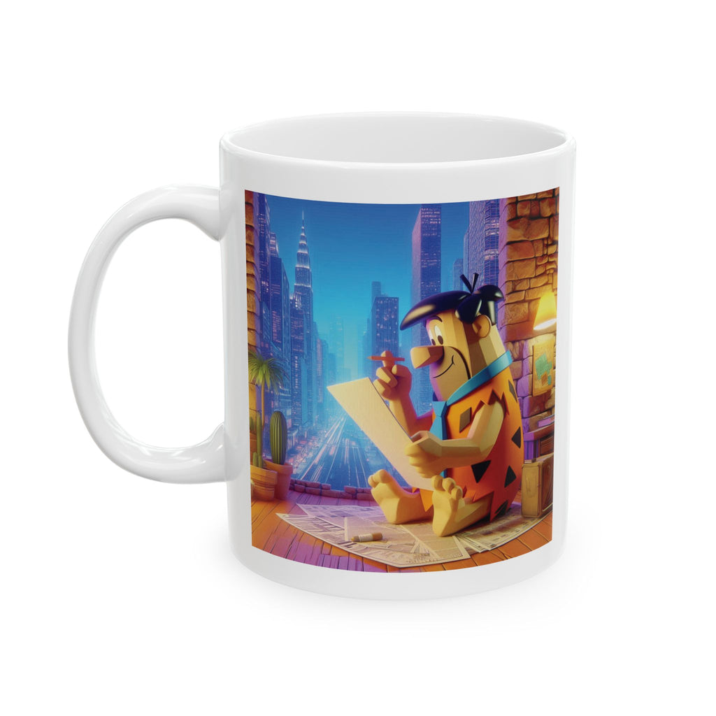 3D Fred Flintstone Mug in Tech Era in New York Ceramic Mug Coffee Cup Gift Kids 11oz