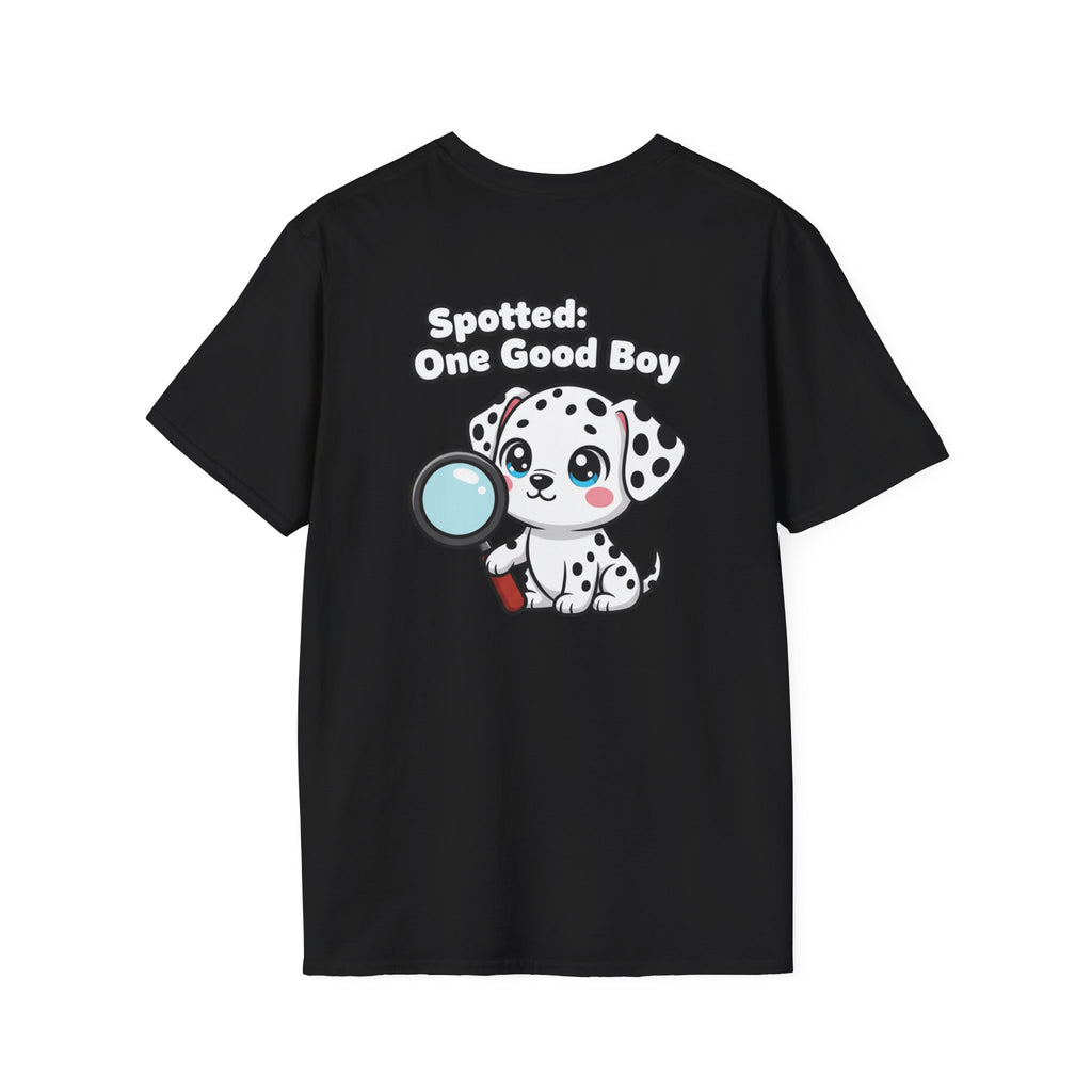 Cute Dalmatian Shirt Spotted: One Good Boy Funny Dog Lover Unisex Softstyle Tee Gift