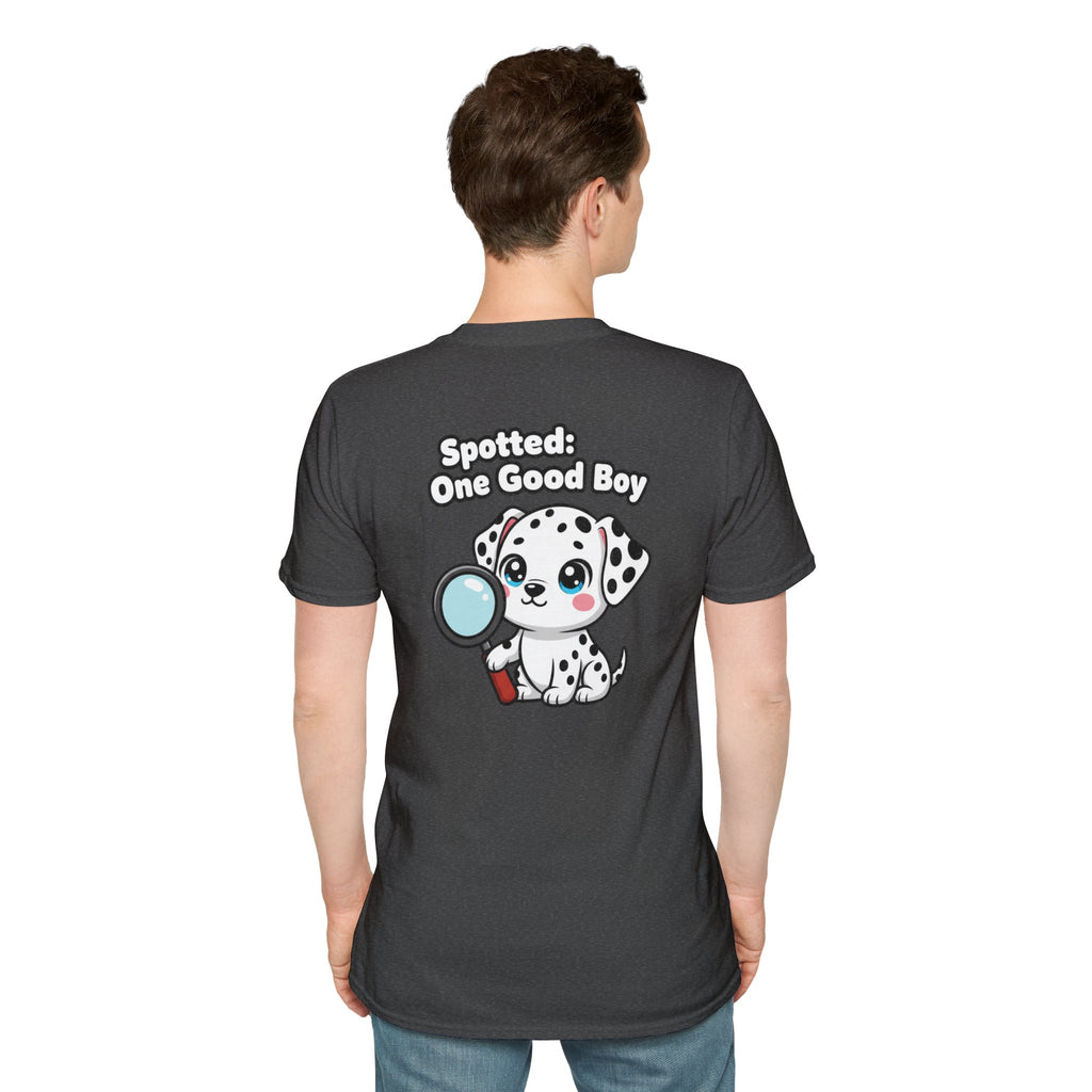 Cute Dalmatian Shirt Spotted: One Good Boy Funny Dog Lover Unisex Softstyle Tee Gift