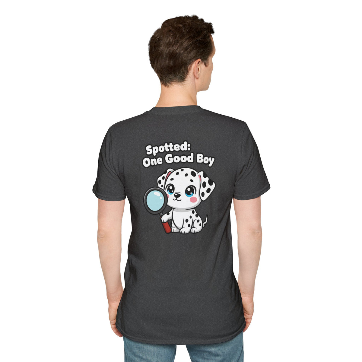 Cute Dalmatian Shirt Spotted: One Good Boy Funny Dog Lover Unisex Softstyle Tee Gift
