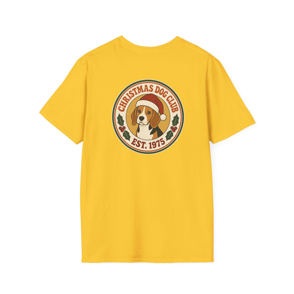 Retro Christmas Dog T-Shirt Christmas Dog Club Vintage Dog Lover Shirt Unisex Softstyle Tee Christmas Gift