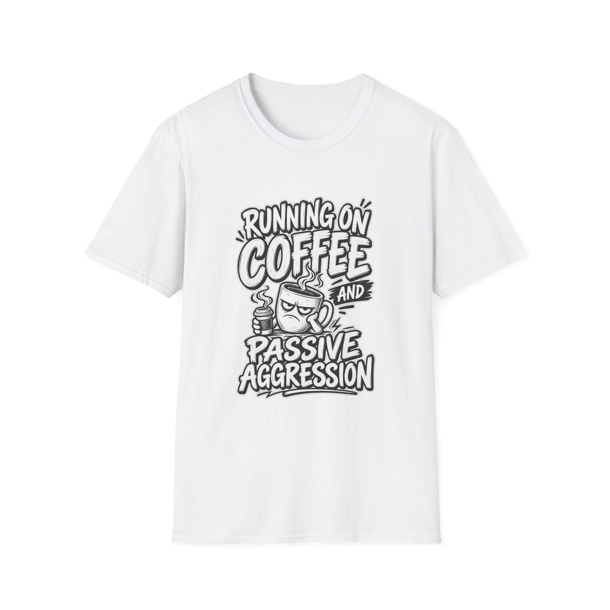 Funny Dark Humor Tshirt — Funny Office Tshirt Dark Humor Graphic Tee Unique Coworker Gift  RUNNING ON COFFEE AND PASSIVE AGGRESSION Shirt