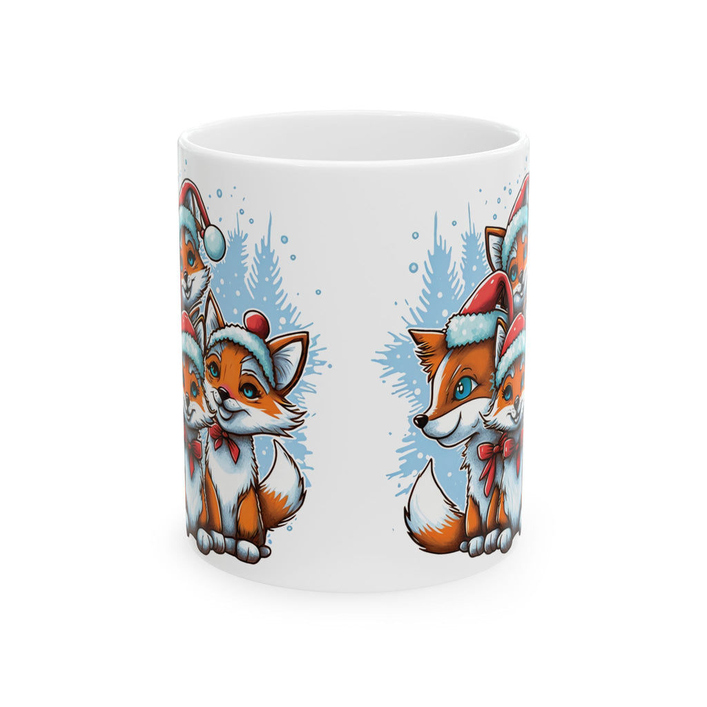 Christmas Mug Fox Mug Unique Funny Mug Ceramic Cute Coffee Cup Holiday Fox Gift