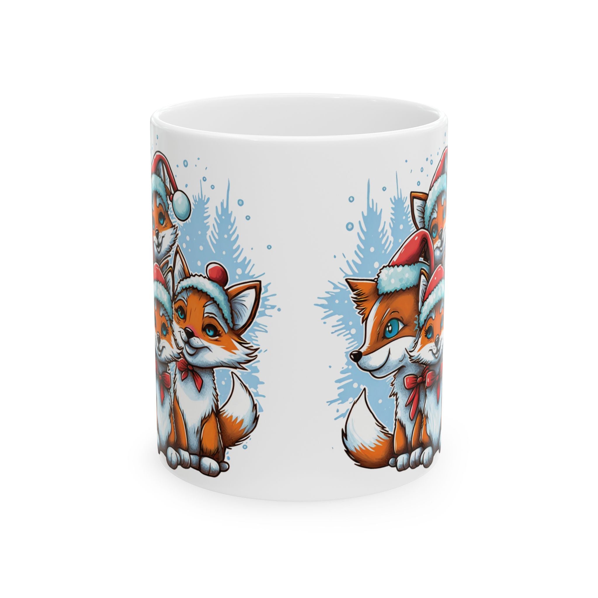 Christmas Mug Fox Mug Unique Funny Mug Ceramic Cute Coffee Cup Holiday Fox Gift