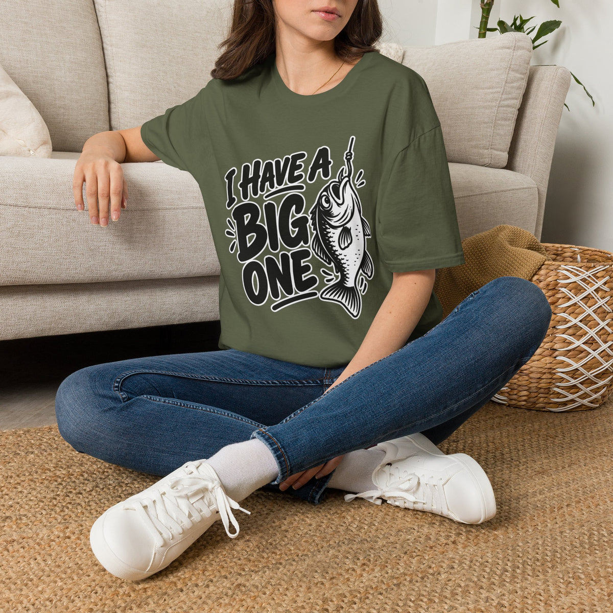Funny Fishing Shirt I Have a Big One Novelty Unique Gift Tshirt Unisex Softstyle Graphic Tee