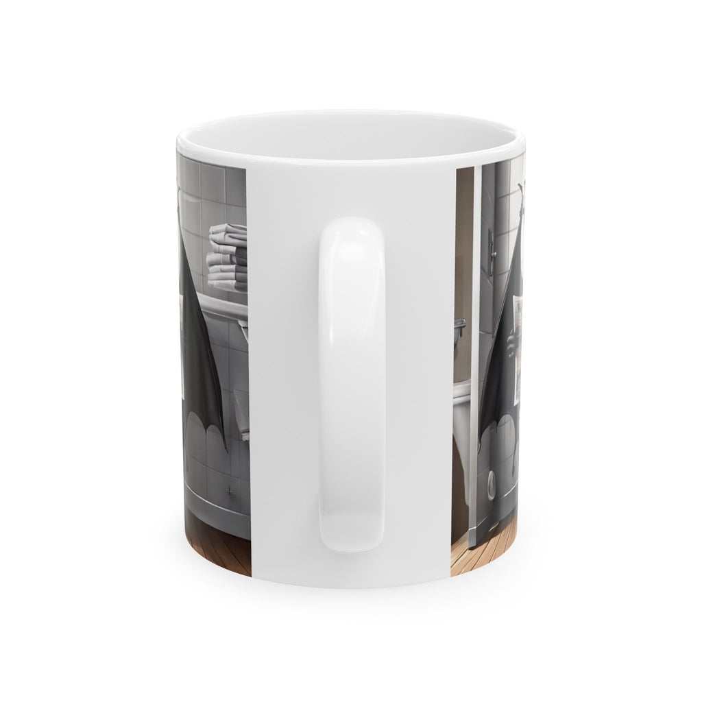 A Bat Sitting on Toilet Reading Newspaper Coffee Mug Best Gift Funny Mug 11oz