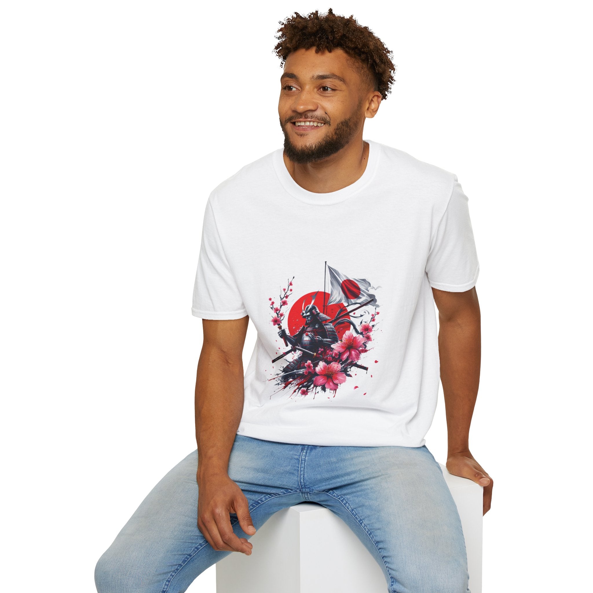 Japan Unisex Softstyle T-Shirt Japanese Art Sakura Samurai Cotton Gift Unique