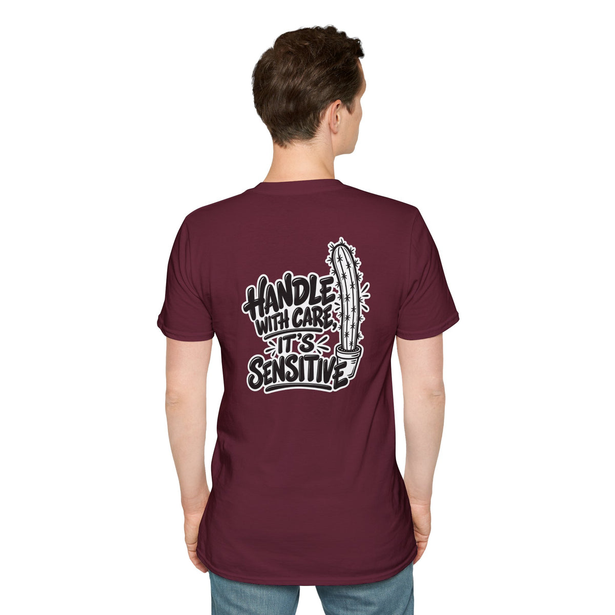 Dark Humor Funny Plant Shirt Handle With Care It's Sensitive Novelty Cactus Tshirt Tee Unique Gift