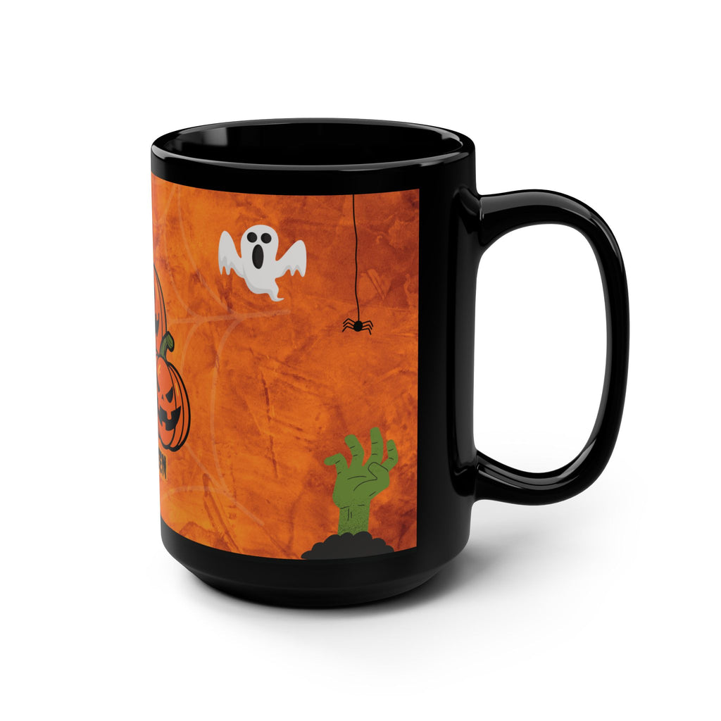 Halloween Cute Pumpkins Ghost Black Coffee Mug Funny Gift Happy Halloween 15oz