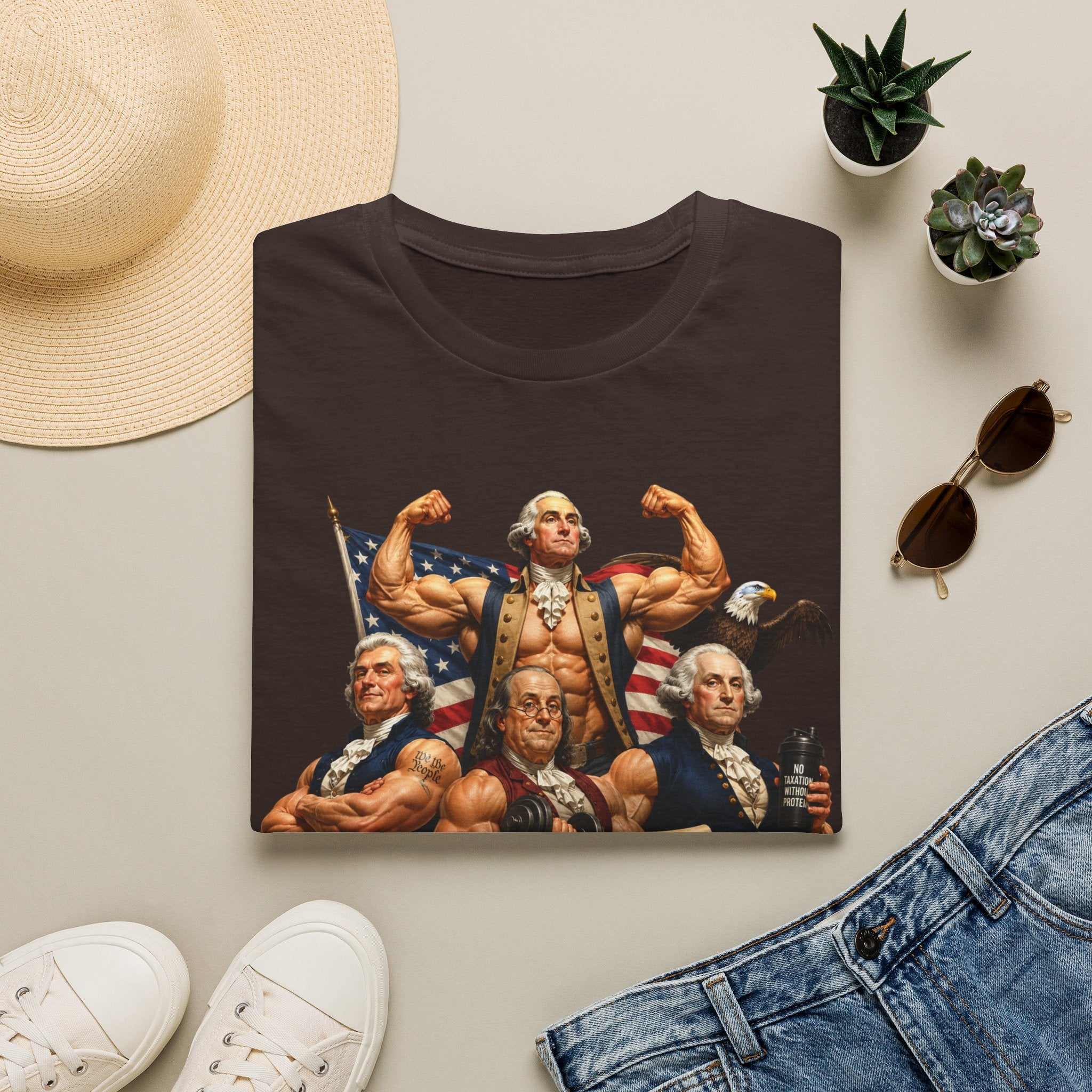 Funny USA Unisex Softstyle T-Shirt Giant Declaration Receipt Funny Patriotic T-Shirt United States of America Benjamin Franklin George Washington Tshirt