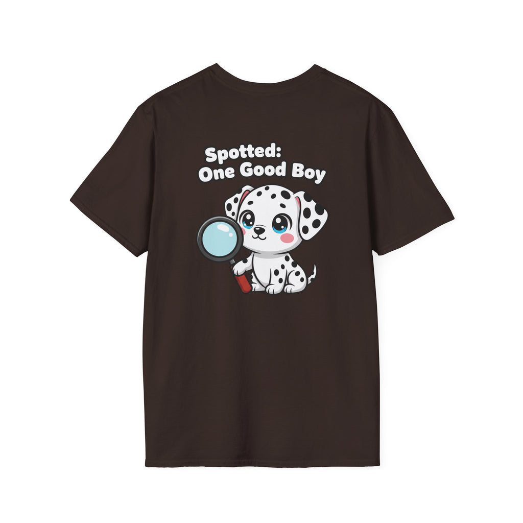 Cute Dalmatian Shirt Spotted: One Good Boy Funny Dog Lover Unisex Softstyle Tee Gift