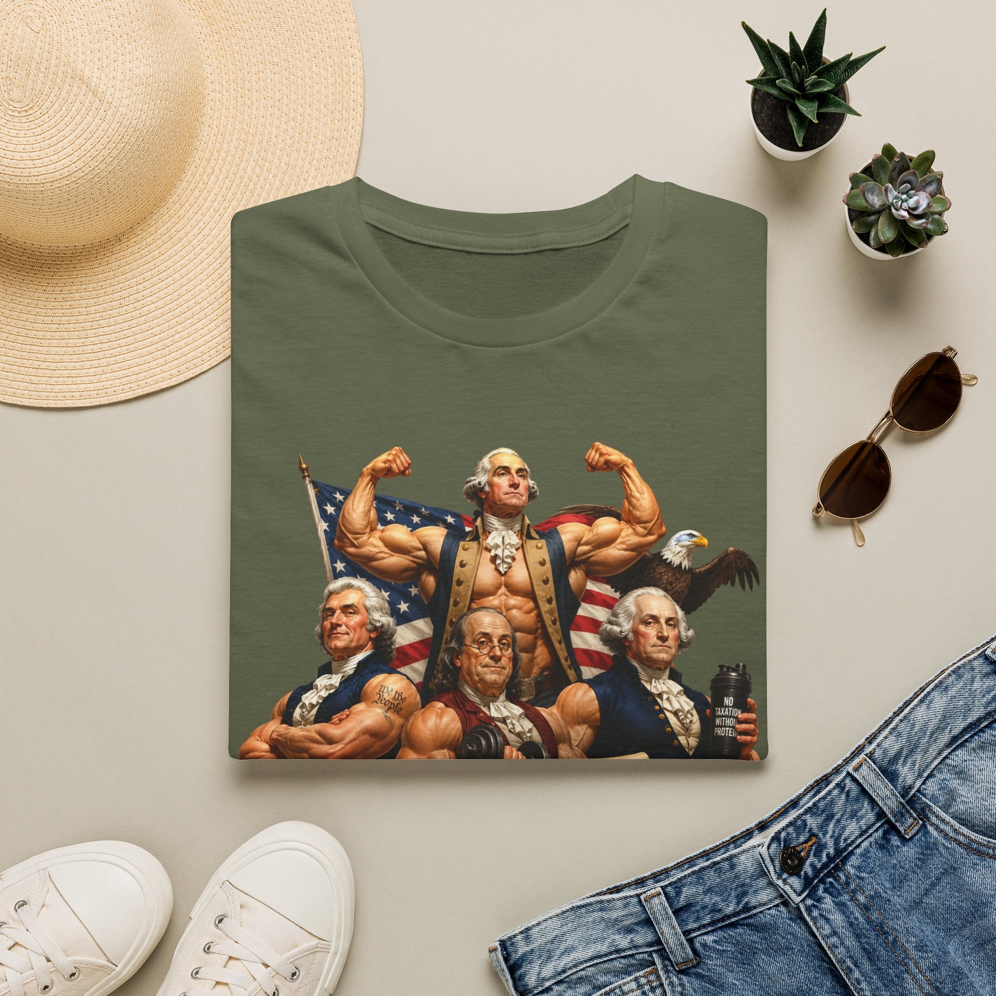 Funny USA Unisex Softstyle T-Shirt Giant Declaration Receipt Funny Patriotic T-Shirt United States of America Benjamin Franklin George Washington Tshirt