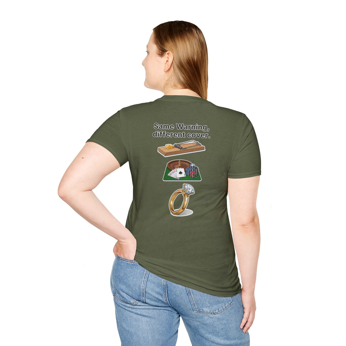Funny Marriage T-Shirt Same Warning Different Cover Mousetrap Casino Ring Wedding Humor Shirt Groom Bachelor Party Tee