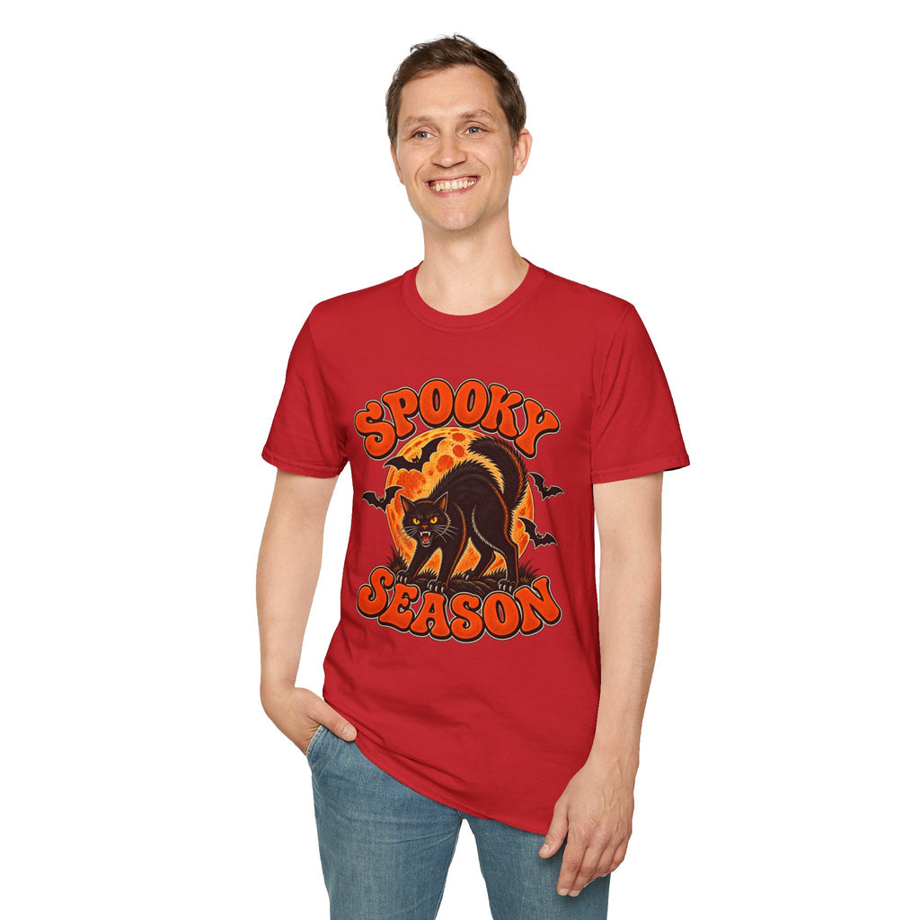 Retro Black Cat Halloween Shirt | Vintage Spooky Season Graphic Tee | Womens Halloween T-Shirt