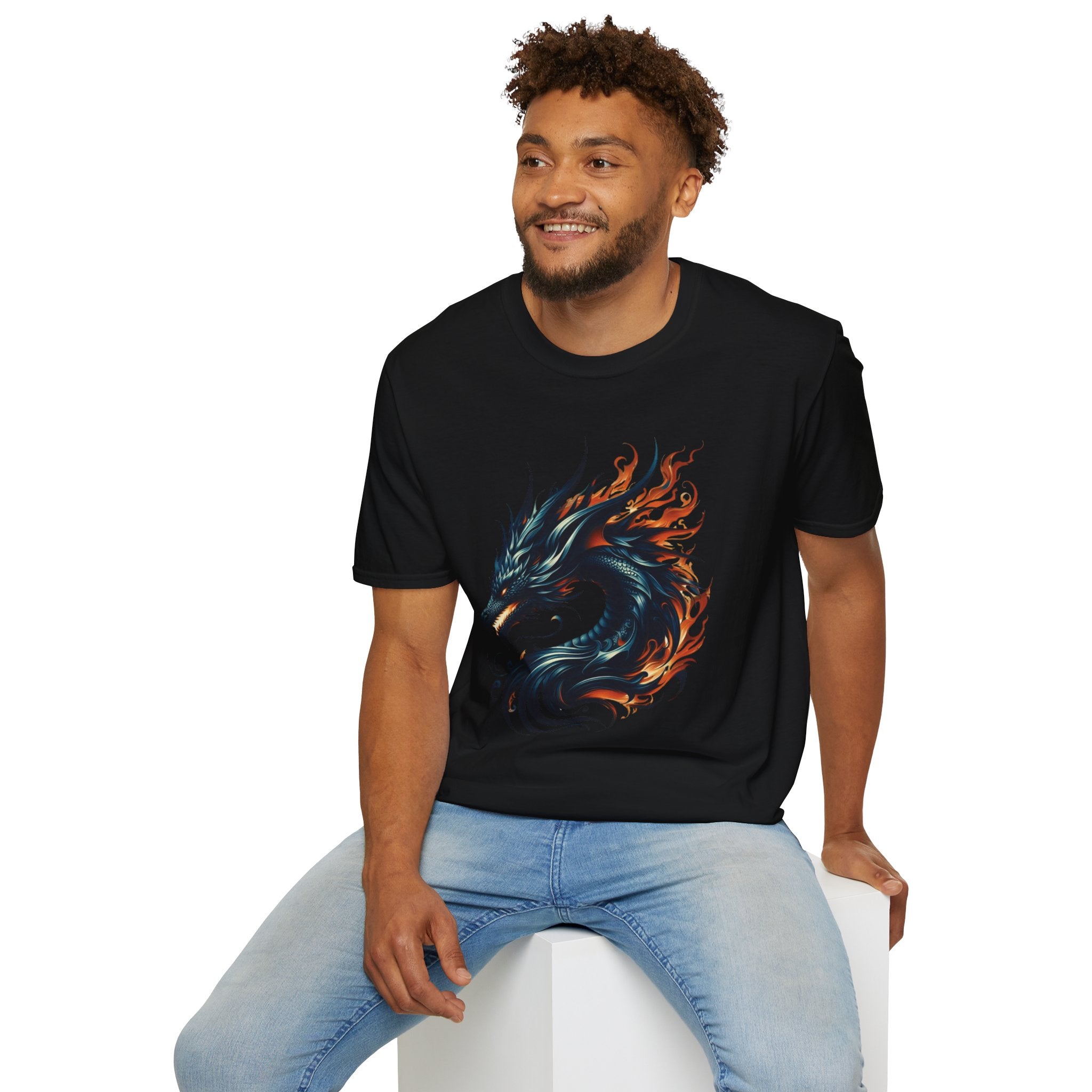 Dragon T-shirt Mens Graphic Tee Clothing Apparel Chinese Symbol Unisex Softstyle