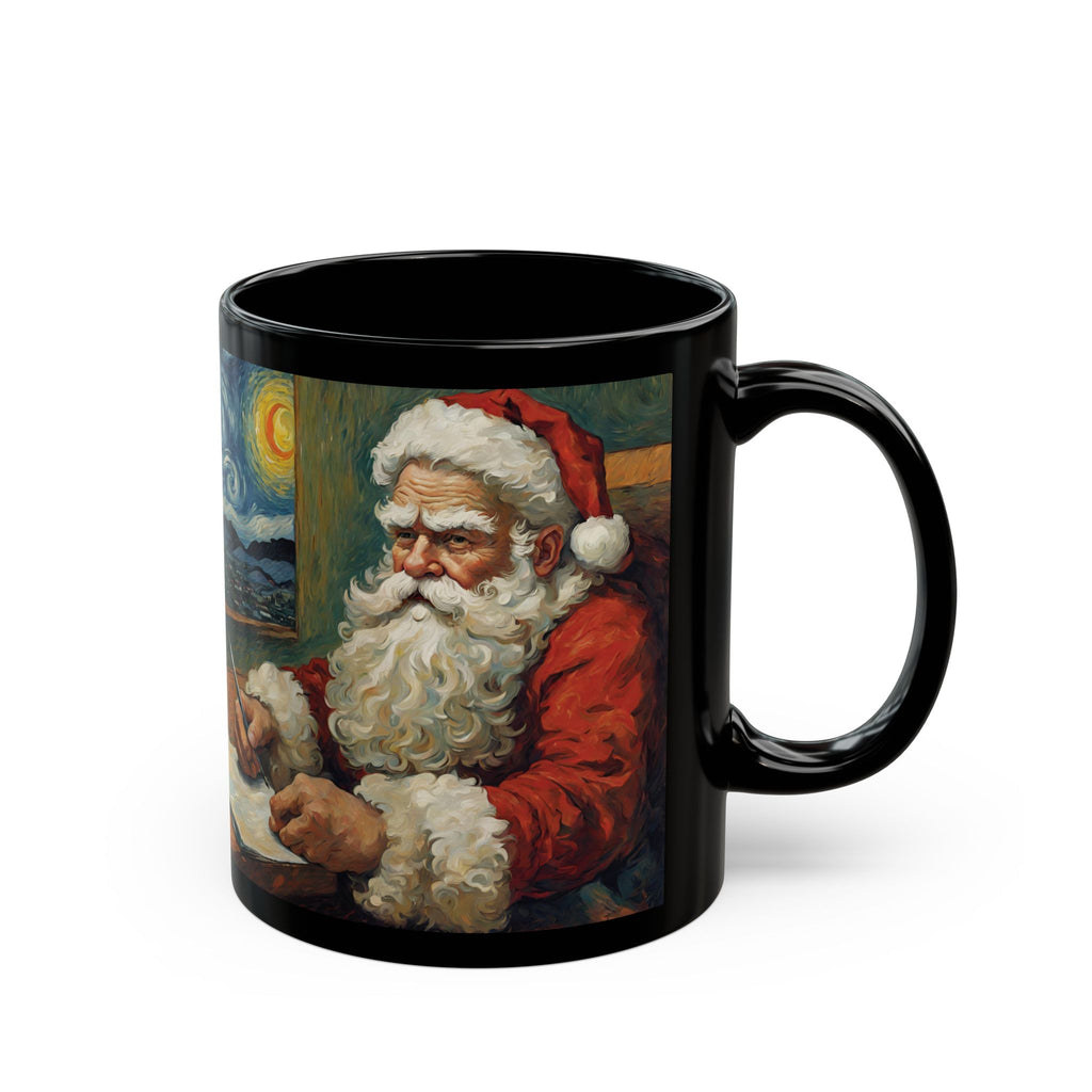 Santa Claus Mug in Vincent Van Gogh Style Mug Unique Funny Coffee Cup Gift Black