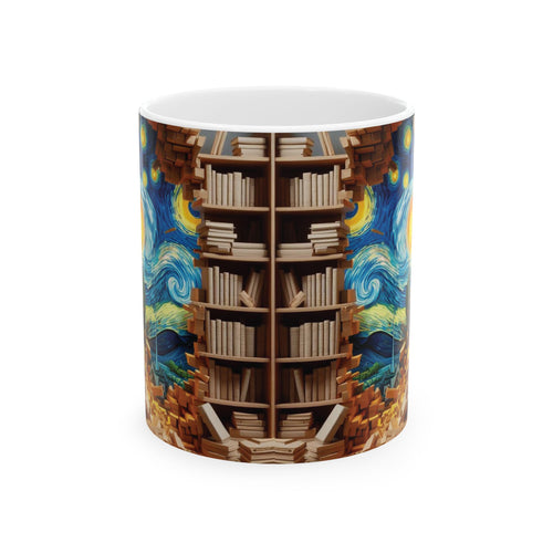 3D Bookshelf Mug Library Van Gogh Coffee Cup Ceramic Mug Book Lover Gift Starry  2026