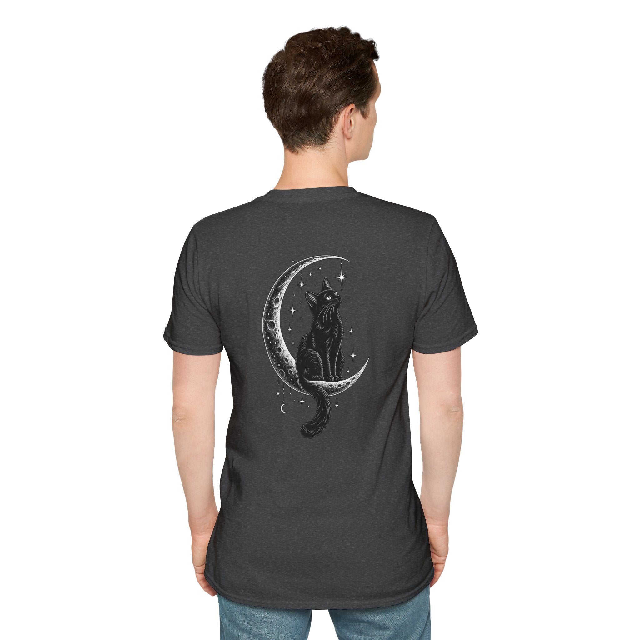 Black Cat Shirt Moon Silhouette Minimalist Funny Cat Lover Graphic Tee Unique Gift Black Cat T shirt