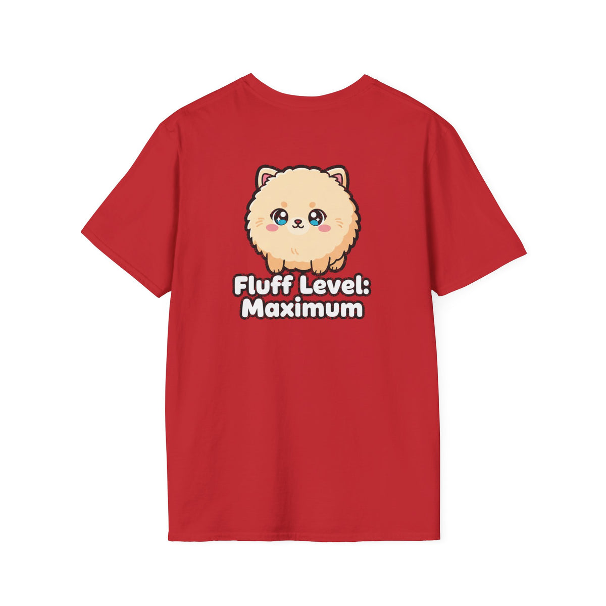 Cute Dog Pomeranian Shirt Fluff Level: Maximum Funny Dog Lover Unisex Softstyle Tee Gift