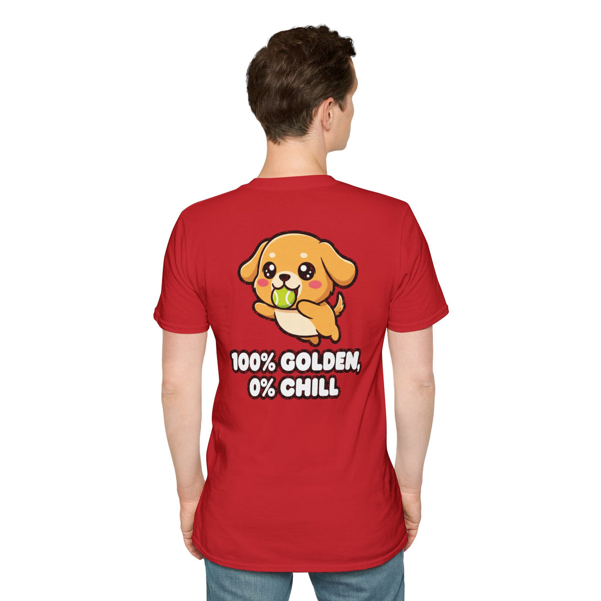 Cute Golden Retriever Shirt 100% Golden, 0% Chill Funny Dog Lover Unisex Softstyle Tee Gift