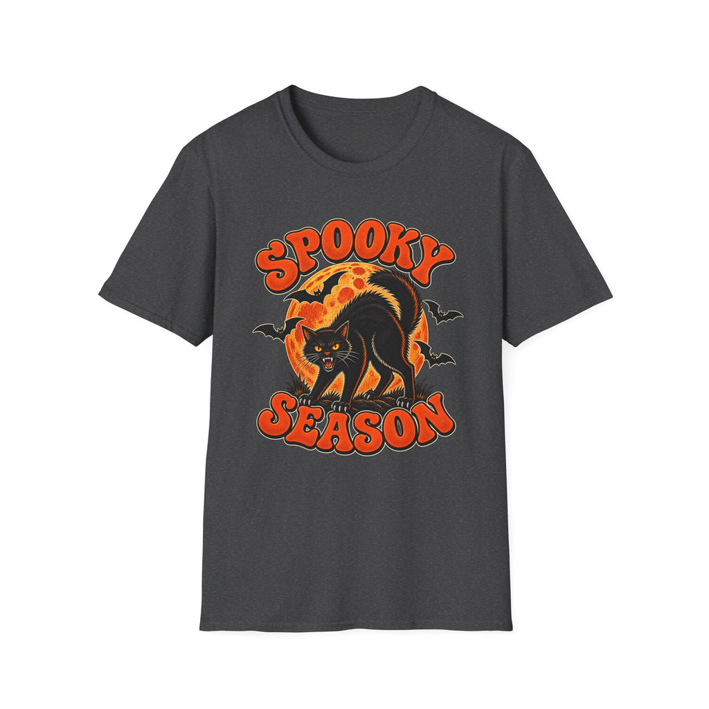 Retro Black Cat Halloween Shirt | Vintage Spooky Season Graphic Tee | Womens Halloween T-Shirt