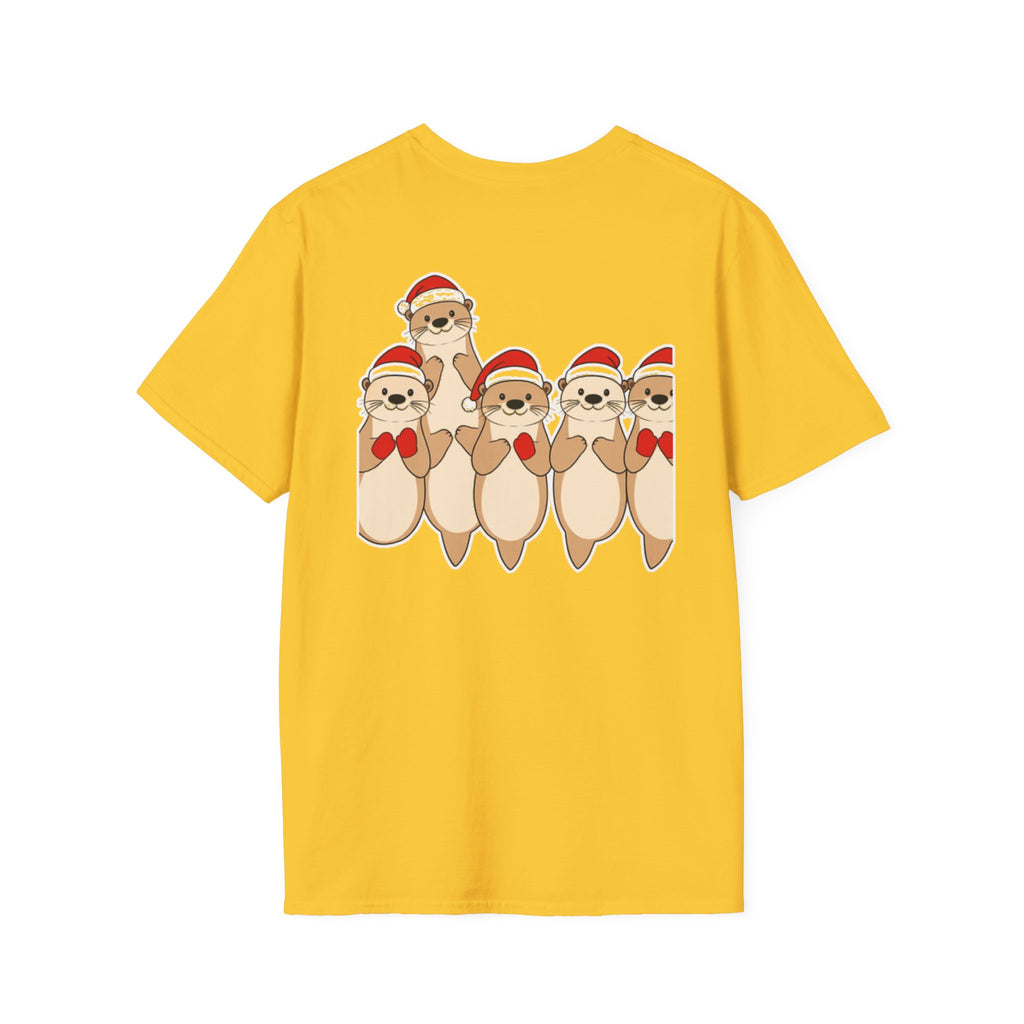 Christmas Otters Family T-Shirt | Cute Cartoon Holiday Design Unique Shirt Gift