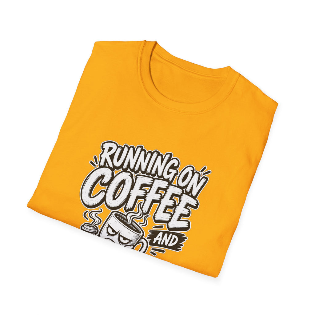Funny Dark Humor Tshirt — Funny Office Tshirt Dark Humor Graphic Tee Unique Coworker Gift  RUNNING ON COFFEE AND PASSIVE AGGRESSION Shirt