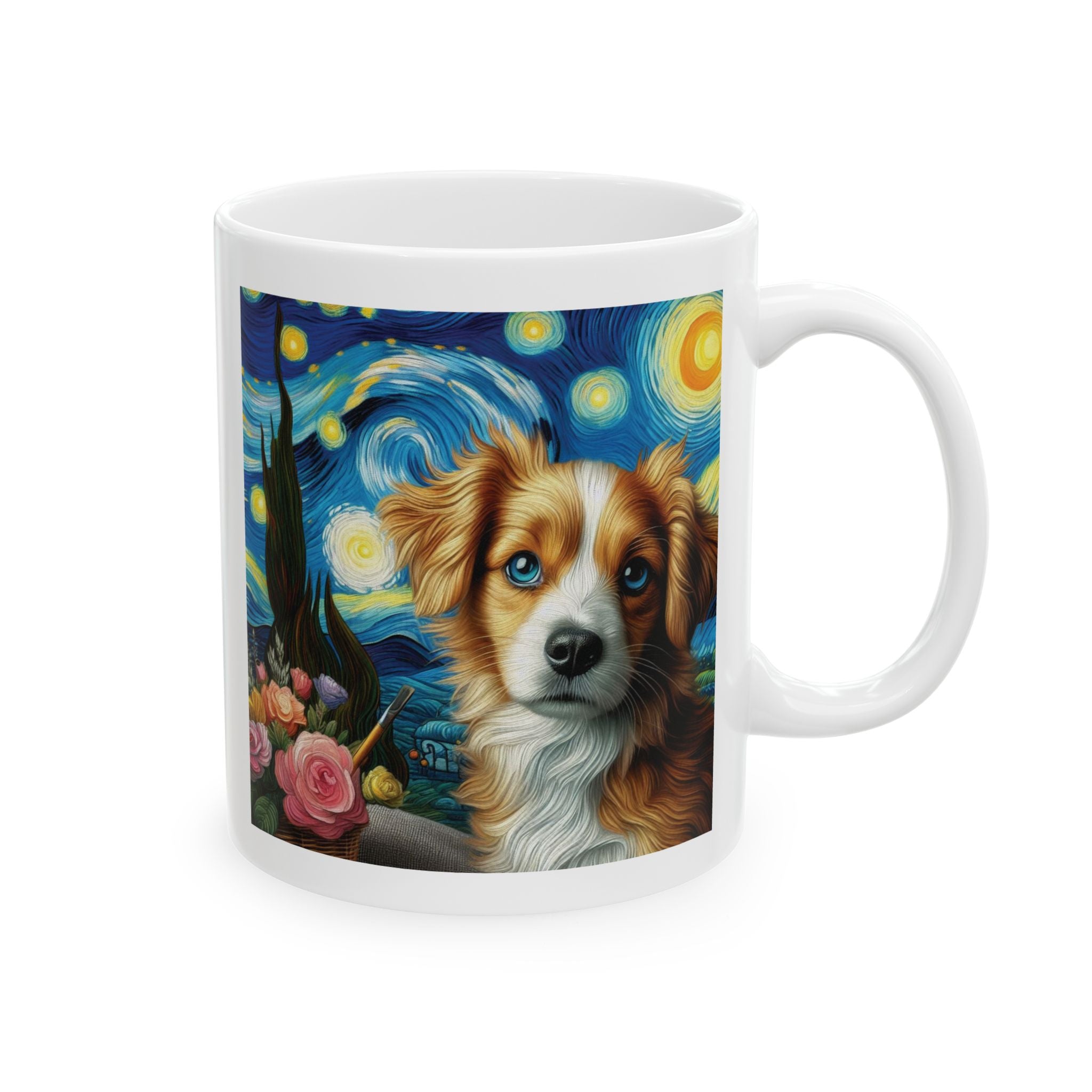 Cute Dog Van Gogh Art Starry Night Funny Tea Coffee Cup Gift Doggie Lover Mom