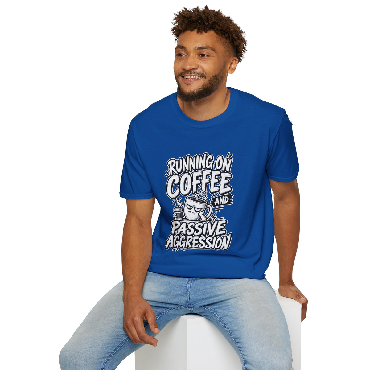 Funny Dark Humor Tshirt — Funny Office Tshirt Dark Humor Graphic Tee Unique Coworker Gift  RUNNING ON COFFEE AND PASSIVE AGGRESSION Shirt