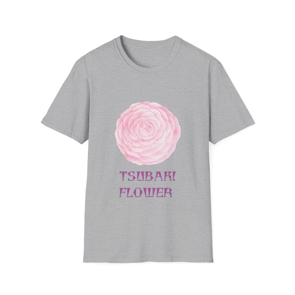 Tsubaki Japanese Camellia Unisex Softstyle T-Shirt Gift Cotton Japan Art Flower