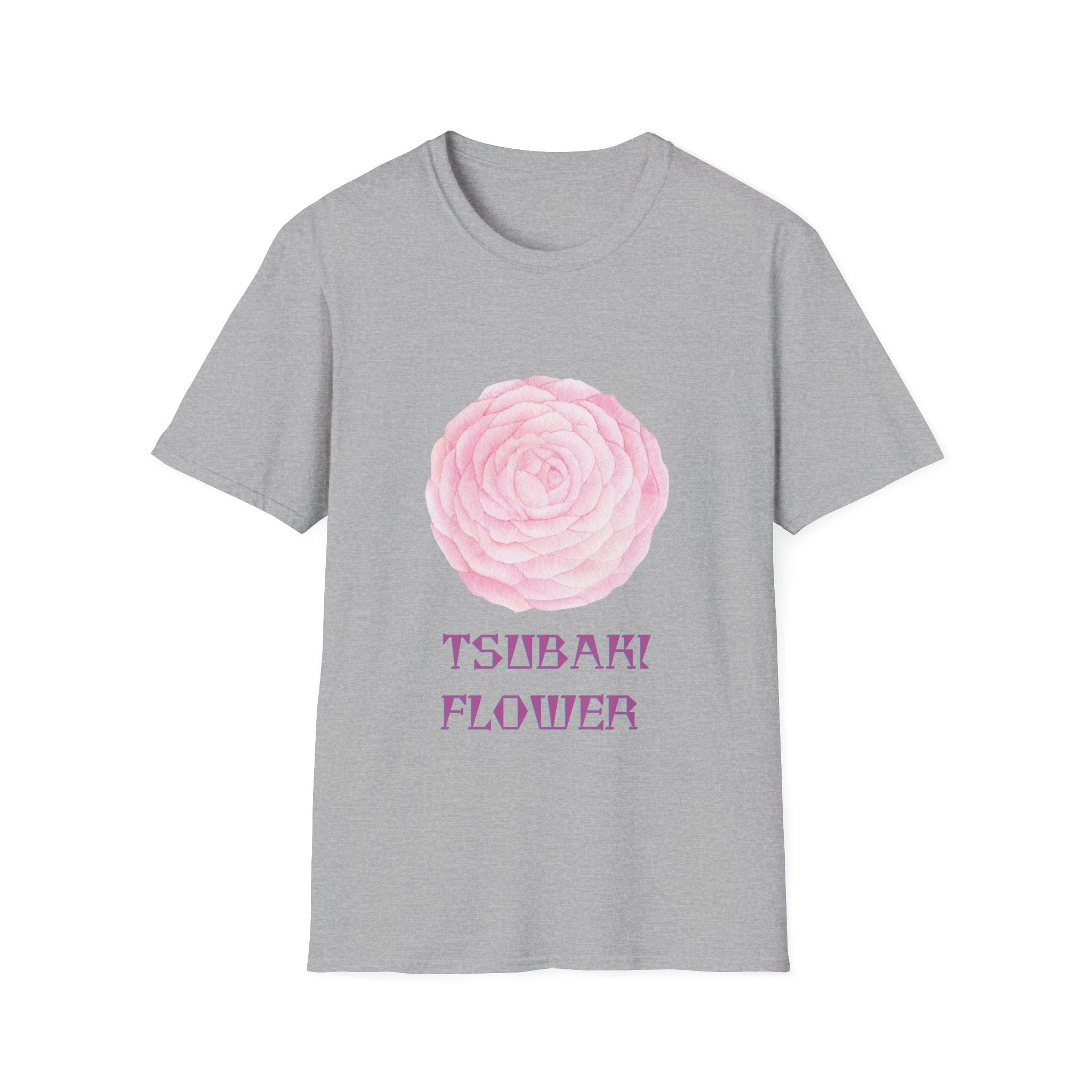 Tsubaki Japanese Camellia Unisex Softstyle T-Shirt Gift Cotton Japan Art Flower