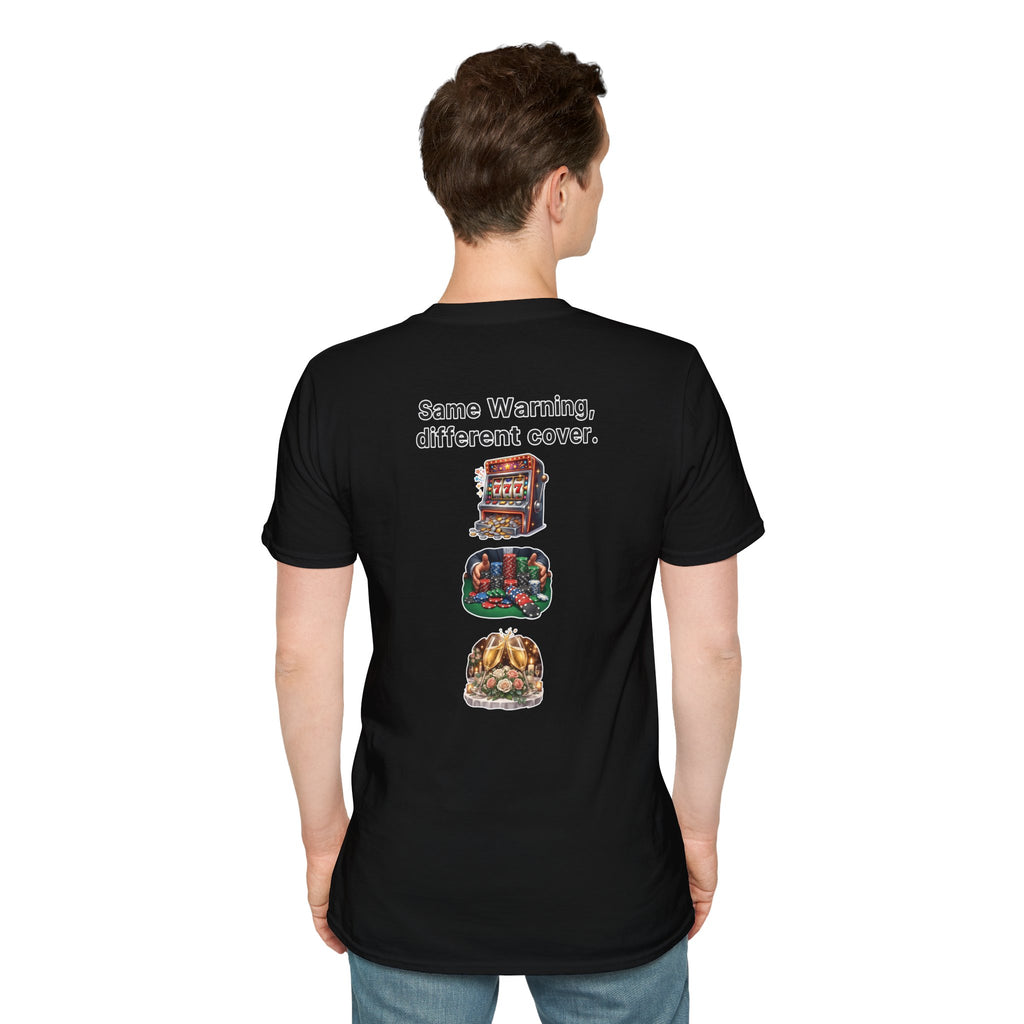 Funny Marriage T-Shirt Same Warning Different Cover Casino Gambling Wedding Humor Shirt Groom Bachelor Party Tee