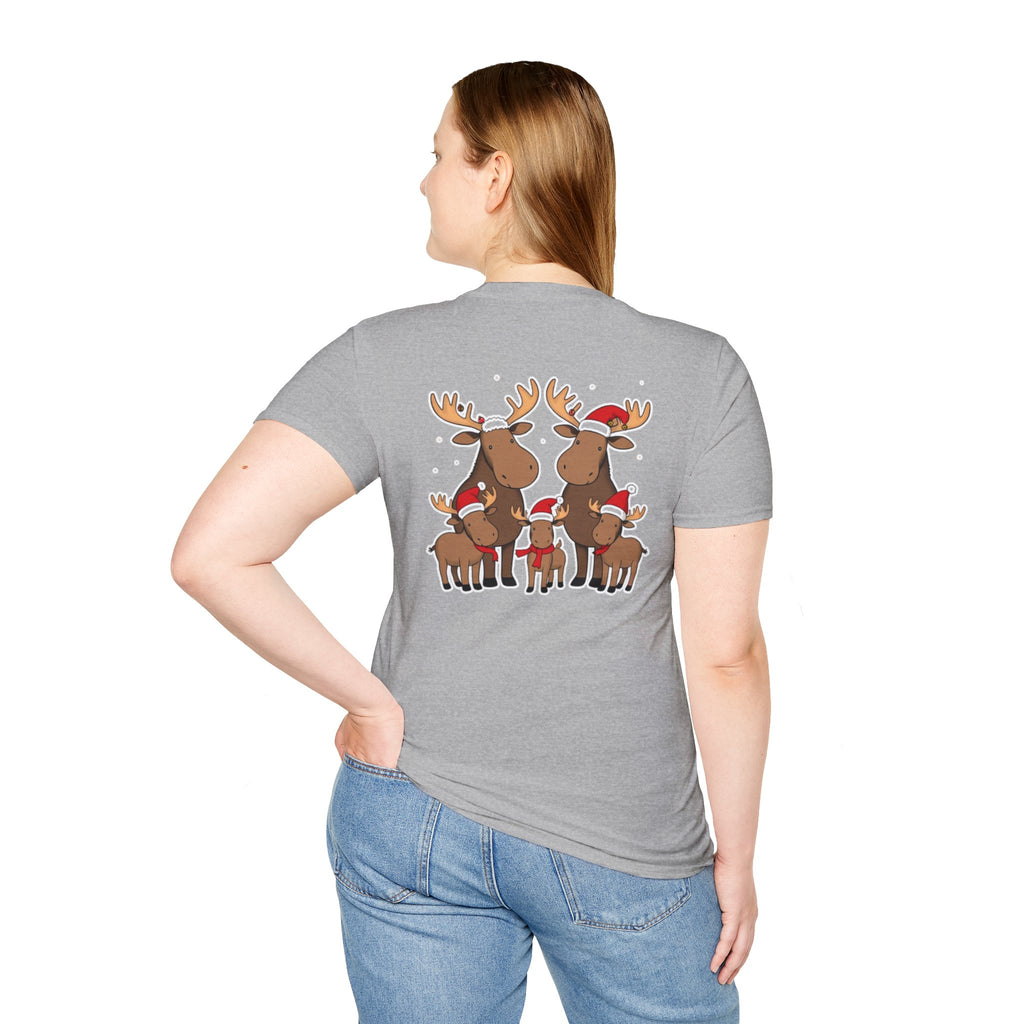 Christmas Moose Family T-Shirt | Cute Cartoon Holiday Design Unique Holiday Gift Shirt