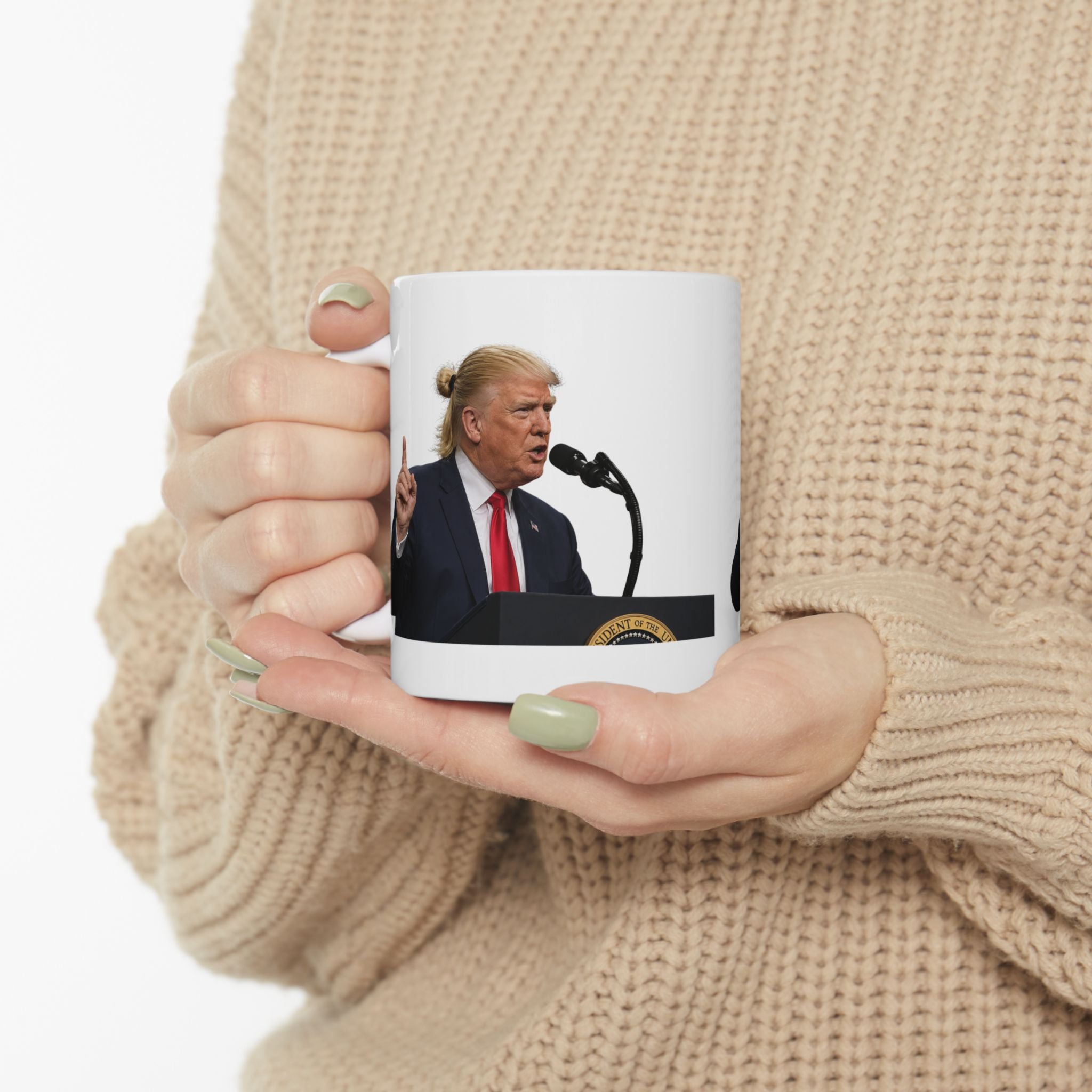 Funny Trump iconic Haaland Hair Style Parody Coffee Mug Unique Gift Tea Cup 11oz