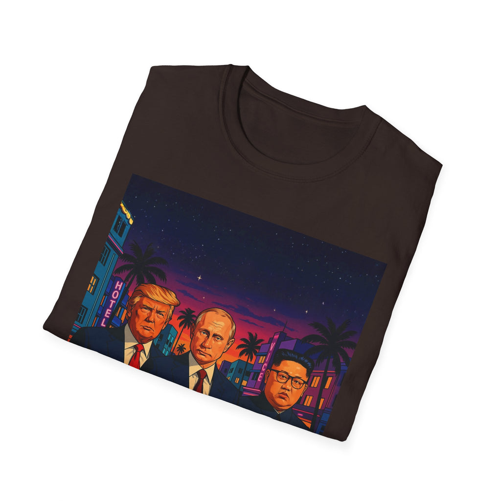 Funny Donald Trump Kim Putin in Miami T-Shirt Unique Unisex Softstyle Gift New