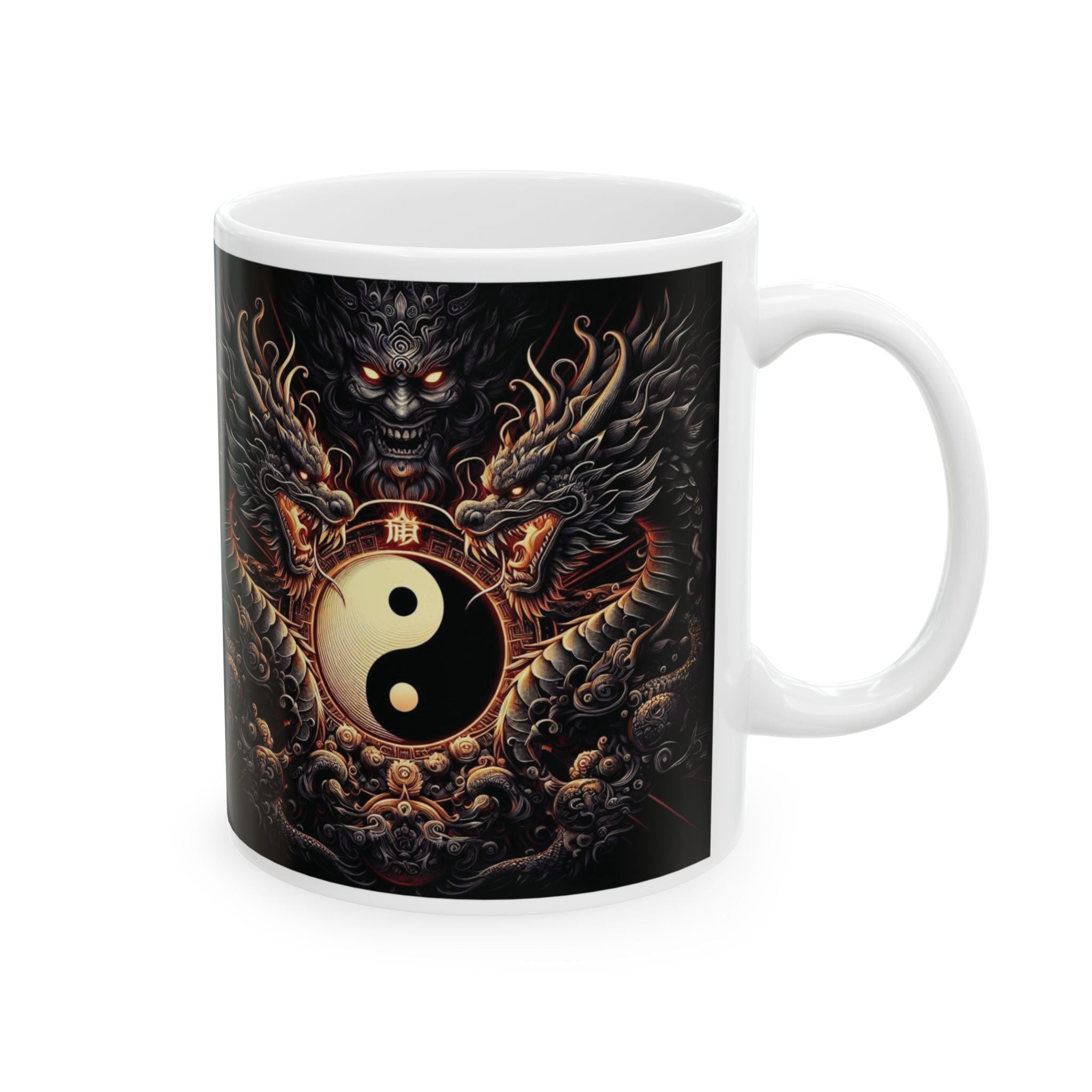 Dragon Mug Yin-Yang Symbol Lovers Design Ceramic Mug 11oz Gift Tea Cup