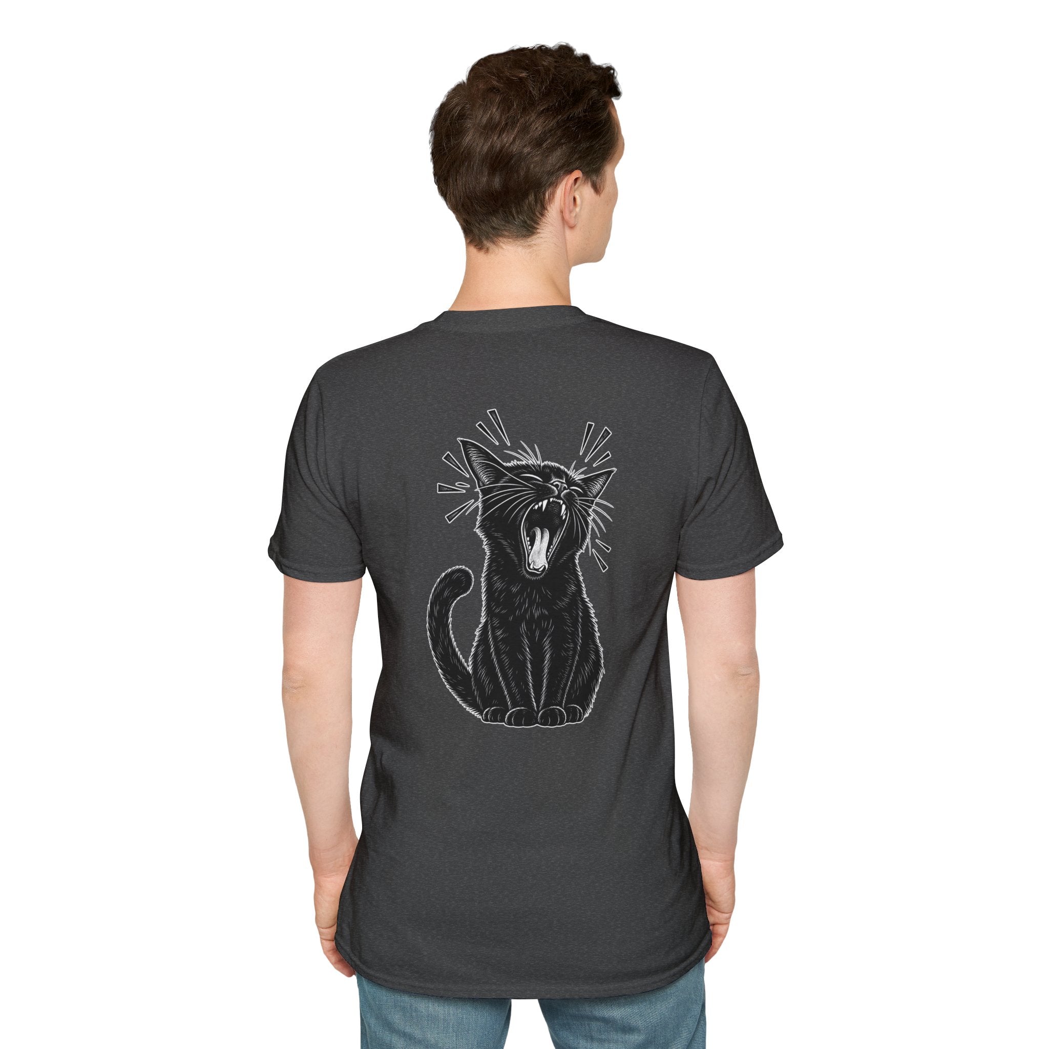 Black Cat Shirt Funny Yawn Comic Style Cat Lover Graphic Tee Unique Gift Black Cat T shirt