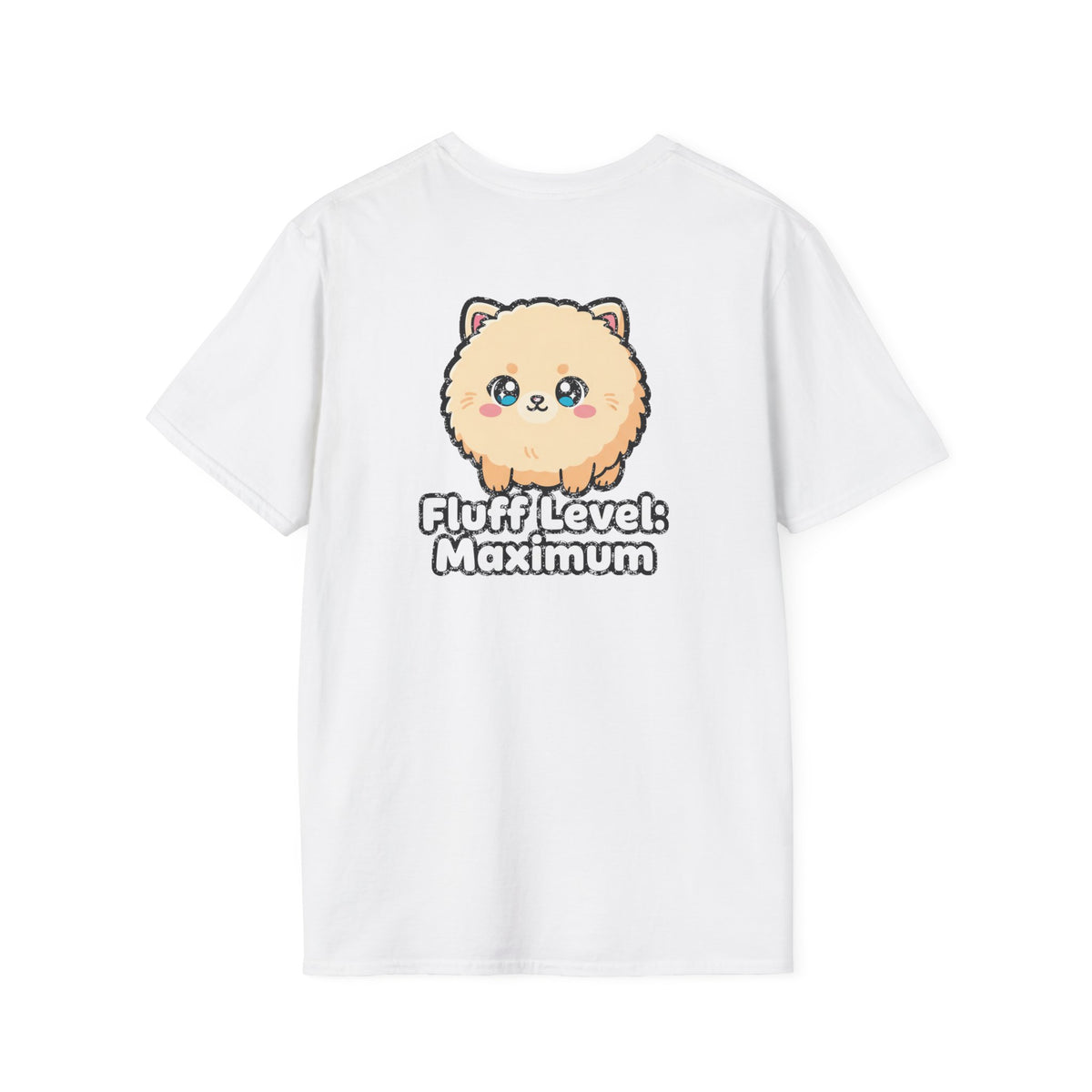 Cute Dog Pomeranian Shirt Fluff Level: Maximum Funny Dog Lover Unisex Softstyle Tee Gift