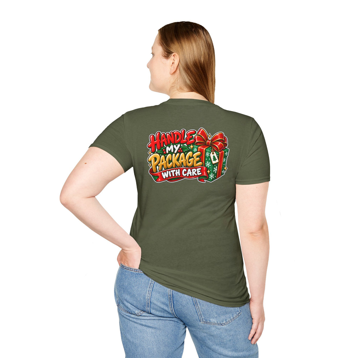 Funny Christmas Pun Tee Cheeky Holiday Shirt Dark Humor Funny Shirt HANDLE MY PACKAGE WITH CARE T-Shirt Unique Gift