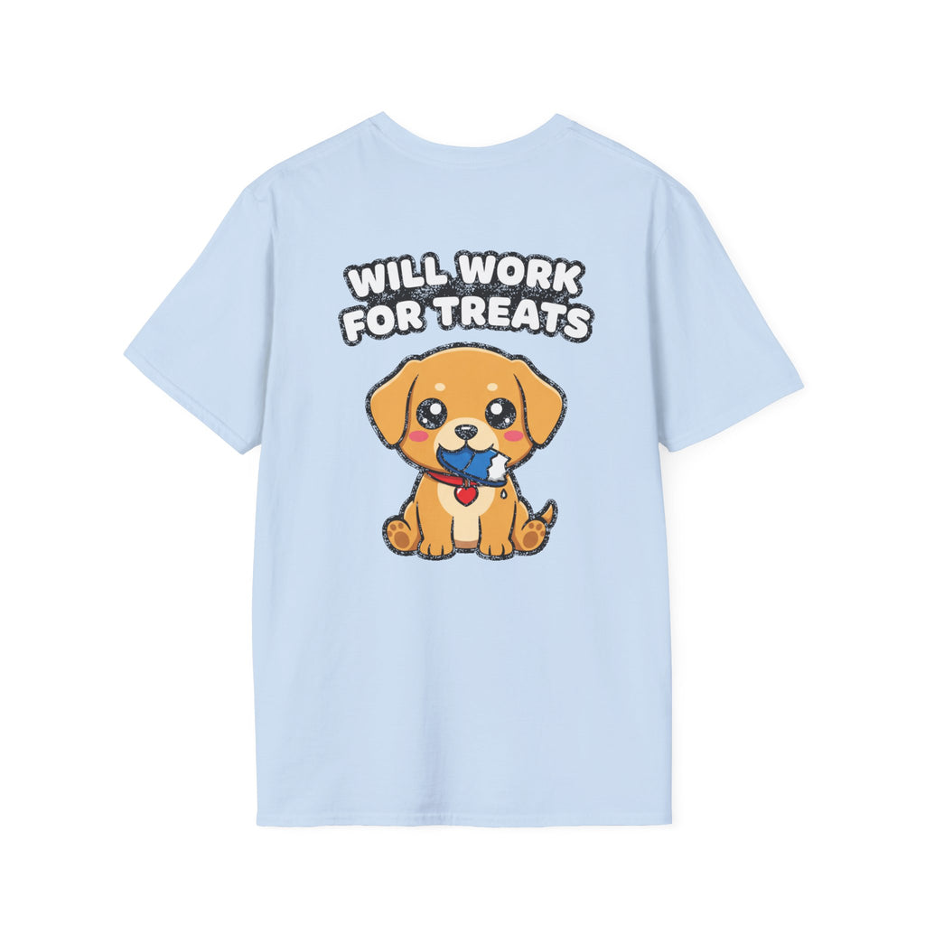 Cute Labrador Shirt Will Work For Treats Funny Dog Lover Unisex Softstyle Tee Gift
